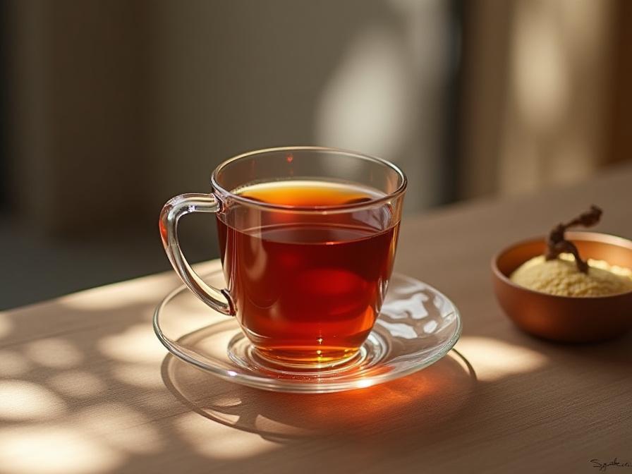 Kiváló minőségű szálas tea válogatott tealevelekkel, elegáns teáskannával és csészékkel egy minimalista beállításban