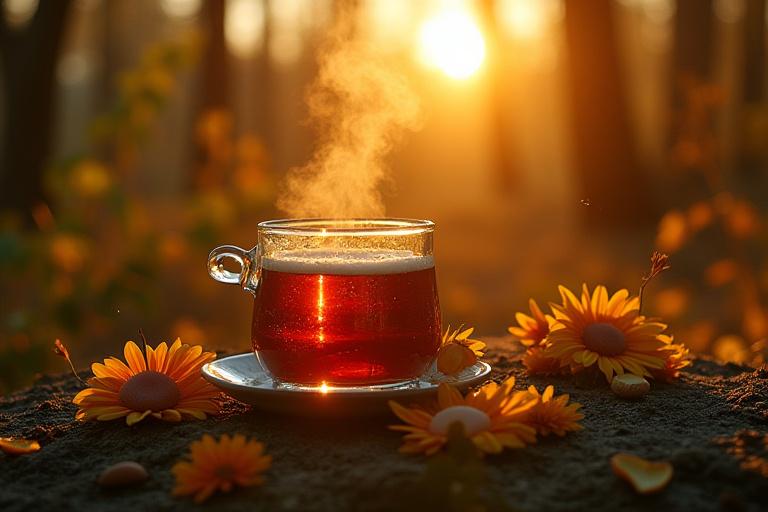 Fenntartható teakert munkásokkal a háttérben, naplementében, zöld levelekkel az előtérben